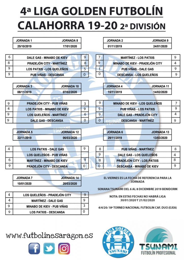 Calendario Calahorra 2ª Div modii