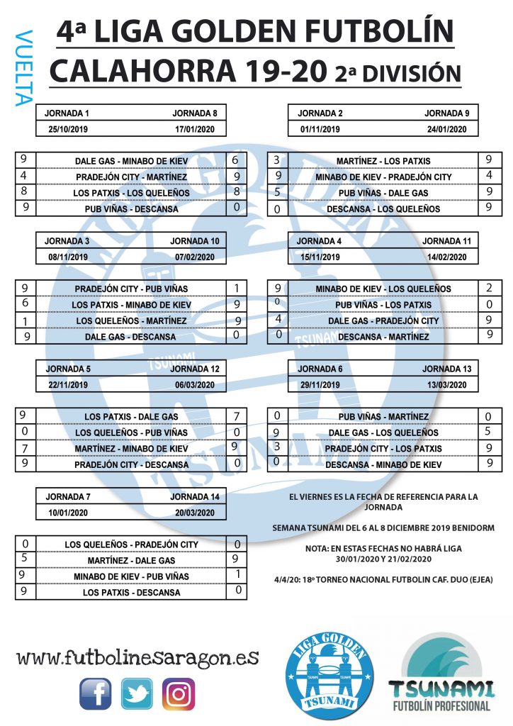 Calendario-Liga-CALAHORRA-2-DIVISION VUELTA MODI-19-20