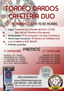 Cartel Campeonato Dardos Dúo 16-2-2019
